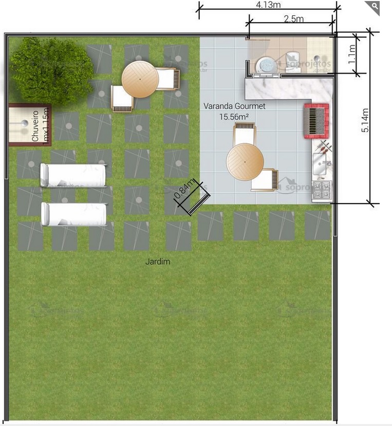 edícula pequena com churrasqueira