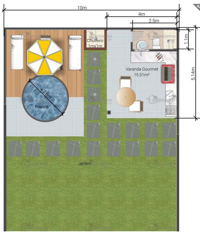 edícula com varanda gourmet