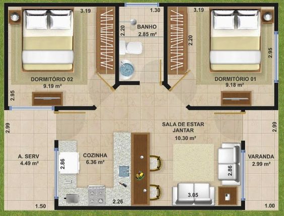 edícula pequena com 2 quartos