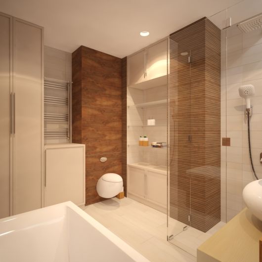 Banheiros decorados: Com porcelanato