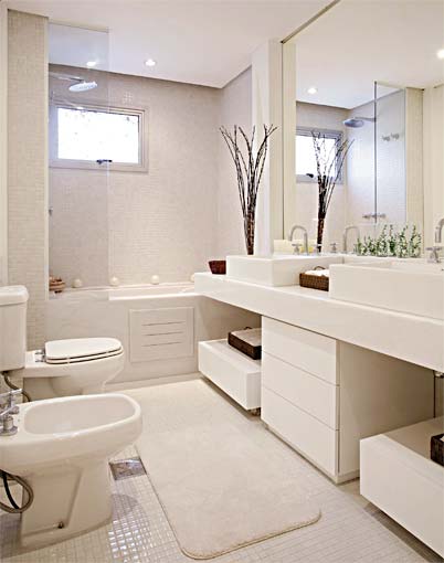 Banheiros decorados: Moderno com planta na bancada