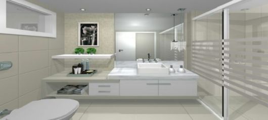 Banheiros decorados: Moderno branco