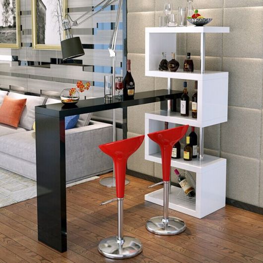 Barzinho para Sala: Com balcão e bancos vermelhos