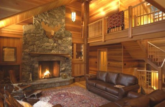 Casa rústica: Decoração com sofá marrom