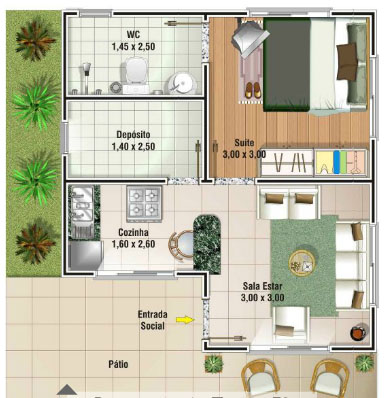Plantas de casas pequenas e aconchegantes