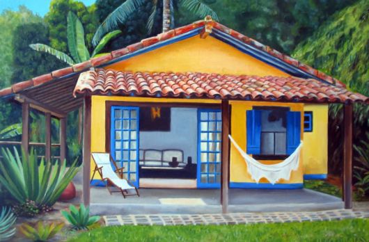 Casa praiana com cores vivas