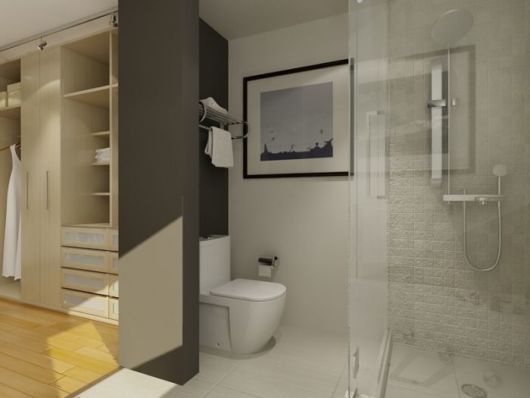 Closet pequeno: Com banheiro integrado