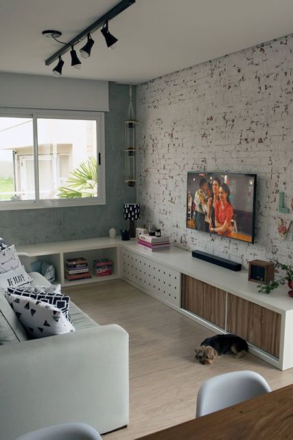 Decoração de sala pequena: Apartamento cinza