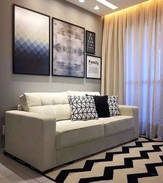Decoração de sala pequena: Apartamento com tapete chevron