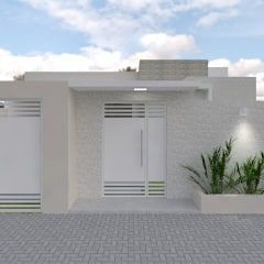 Fachadas de casas populares: Com portão branco