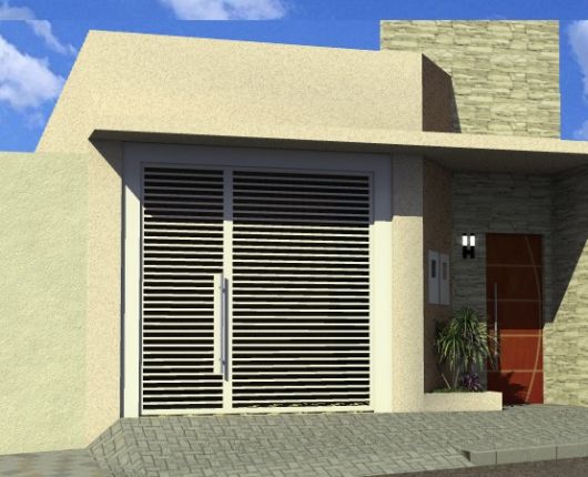 Fachadas de casas populares: Com portão vazado