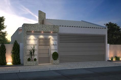 Fachadas de casas populares: Com portão cinza