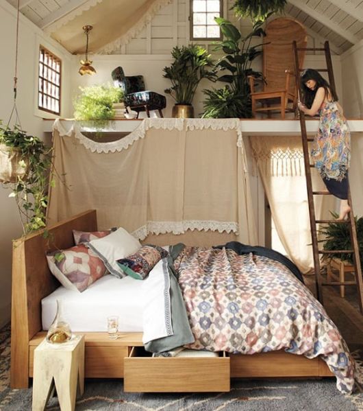 Mezanino para quarto com plantas