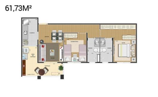 Plantas de Casas com 2 Quartos: Em L