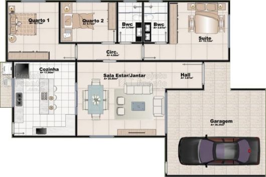 casa popular com 3 dormitórios