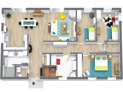 Casa popular com 3 dormitórios