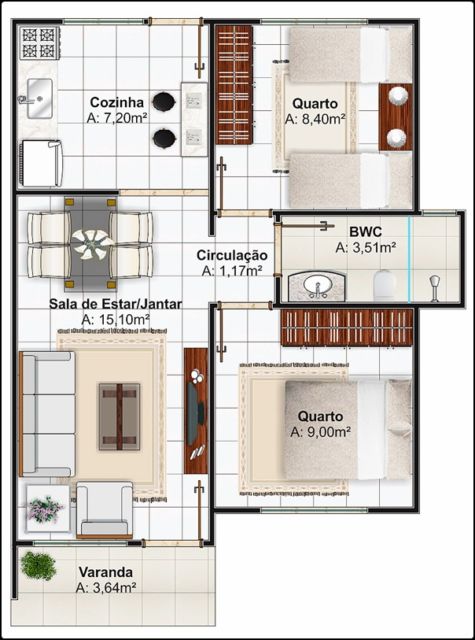 Casa completa popular com dois quartos