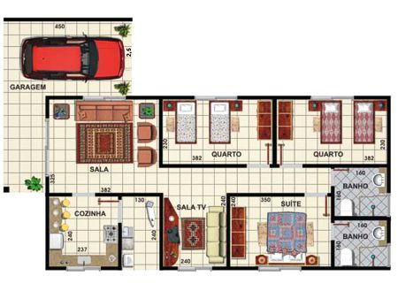 Plantas de casas populares com 3 dormitórios