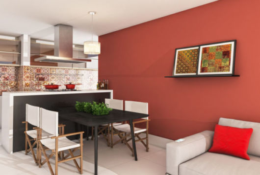 sala de jantar integrada com cozinha