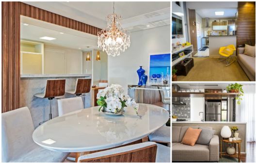 Há vários estilos de cozinhas integras com salas