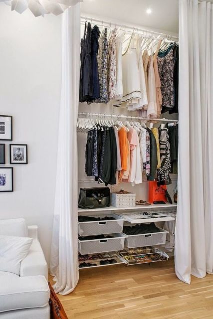 closet simples com cortina