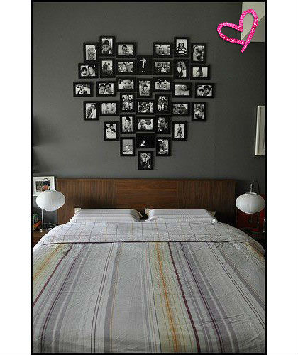 Mural de fotos: com formato de coração