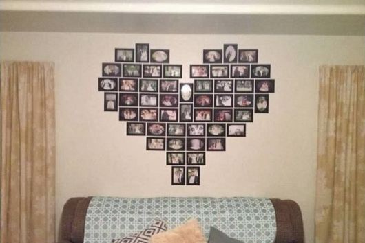 Mural de fotos: com formato de coração