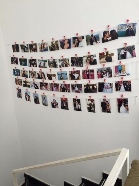 Mural de fotos: com barbante