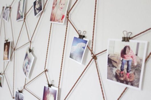 Mural de fotos: com barbante