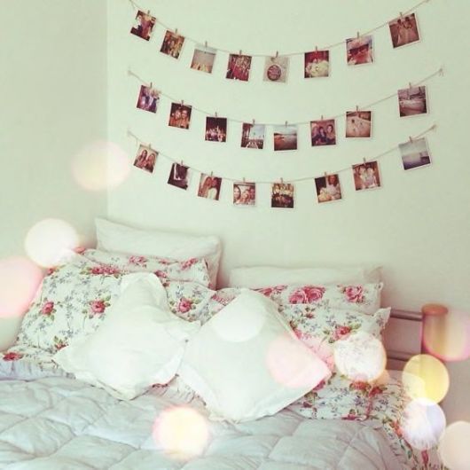 Mural de fotos: com barbante