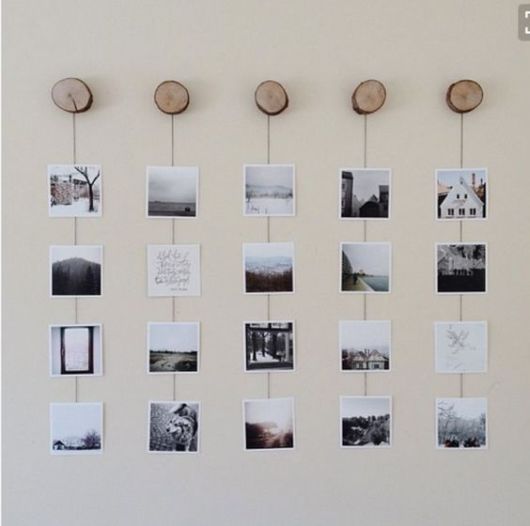 Mural de fotos: com barbante