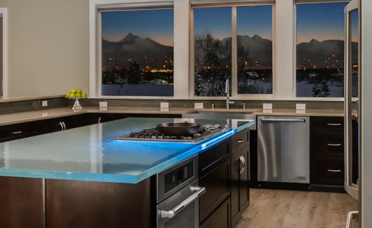 Bancada de cozinha: vidro