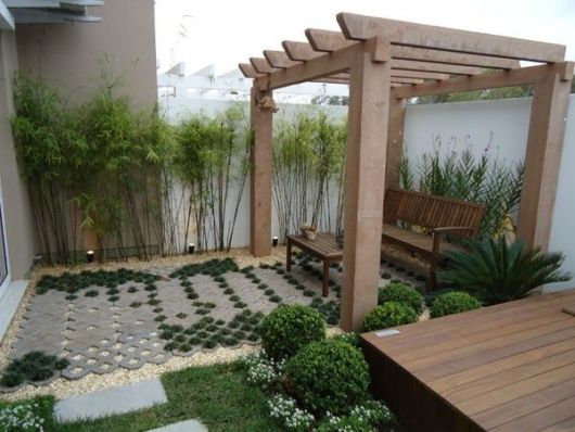 Jardins pequenos com pergolado