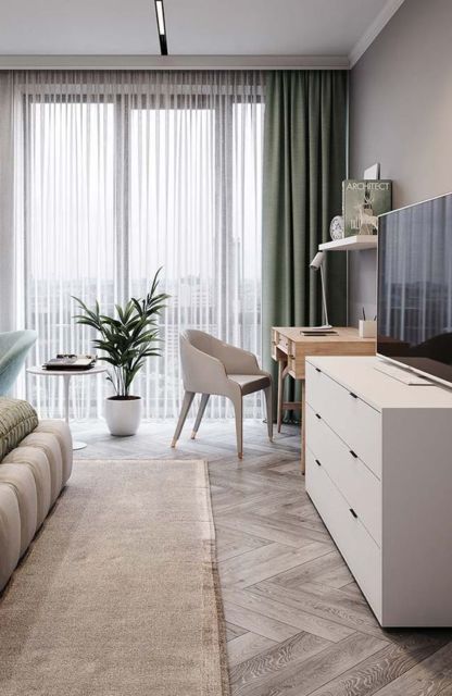 cortina leve em decoração de sala de estar