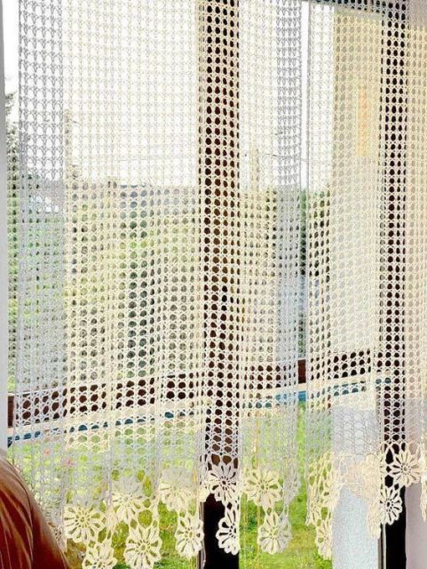 cortina de crochê