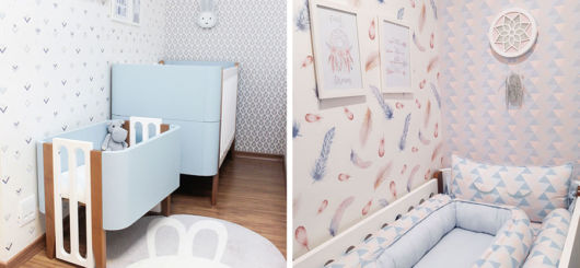 duas opções de papel de parede para quarto de bebê