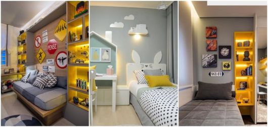 ideias para decoração em cinza e amarelo