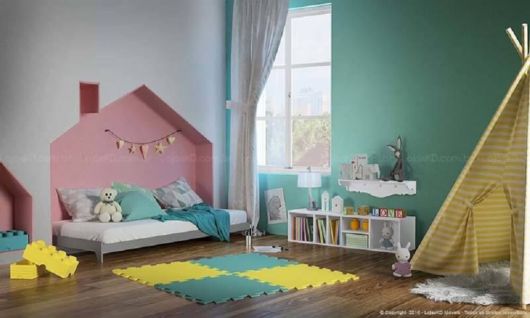 Quarto tumblr infantil com parede verde
