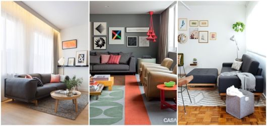 modelos de sofá cinza escuro