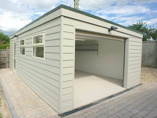 Telhado embutido em garagem