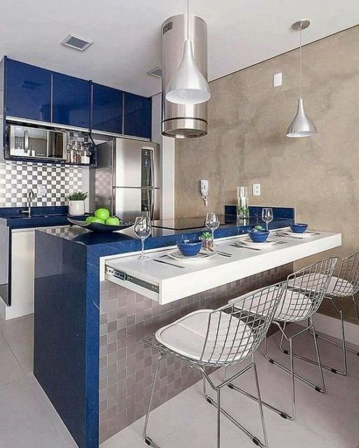 cozinha americana azul