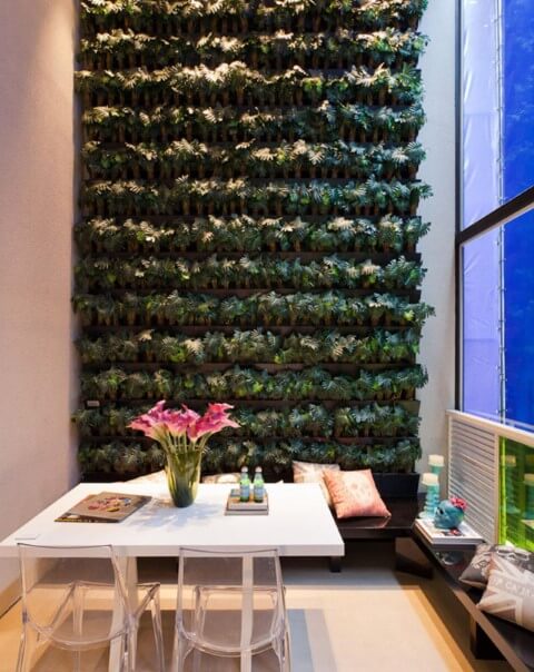 Jardim vertical: na sala