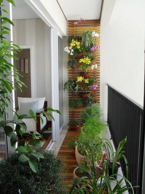 Jardim vertical em varanda de apartamento pequeno