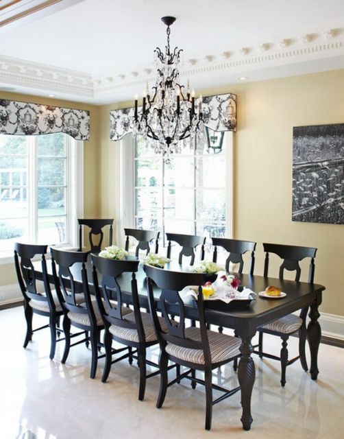 Lustre para sala de jantar: preto com cristais