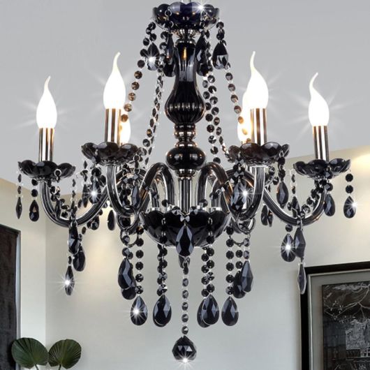 Lustre para sala de jantar: preto com pedras