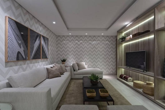  Papel de parede para sala: moderno com estampa chevrom