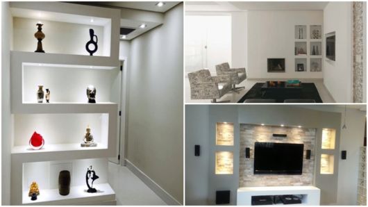 sala com parede de drywall