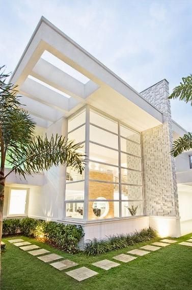 pergolado de concreto na fachada