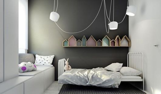 Quarto para meninas e mulheres cinza