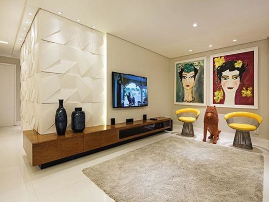 Revestimento 3D em PVC na sala